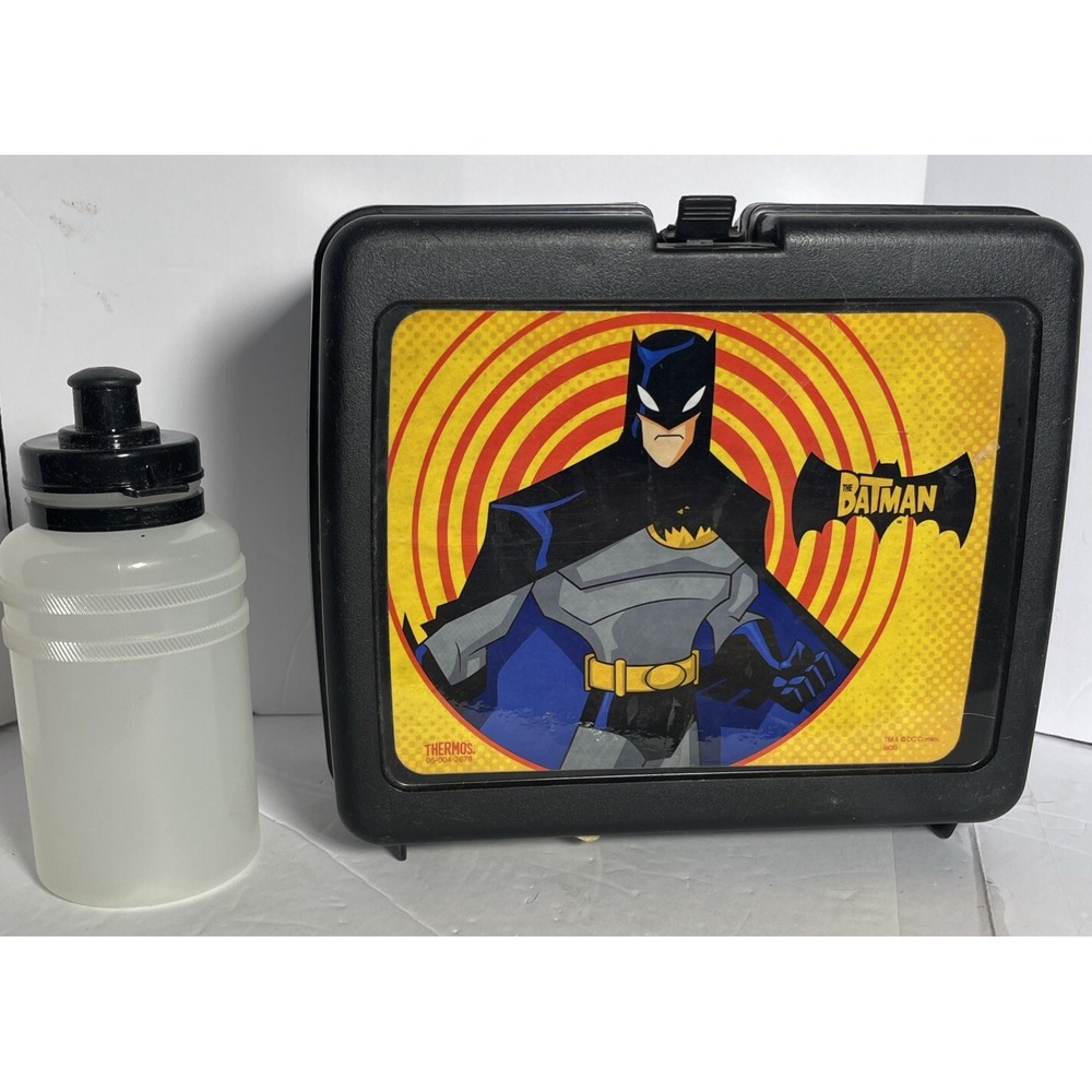 Thermos 2005 Batman Black Plastic Lunch‎ Box -  With Water Bottle